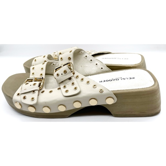 Kelsi Dagger Brooklyn Jolt Studded Heeled Sandals Creme Anthropology Size 8.5 - Picture 6 of 8